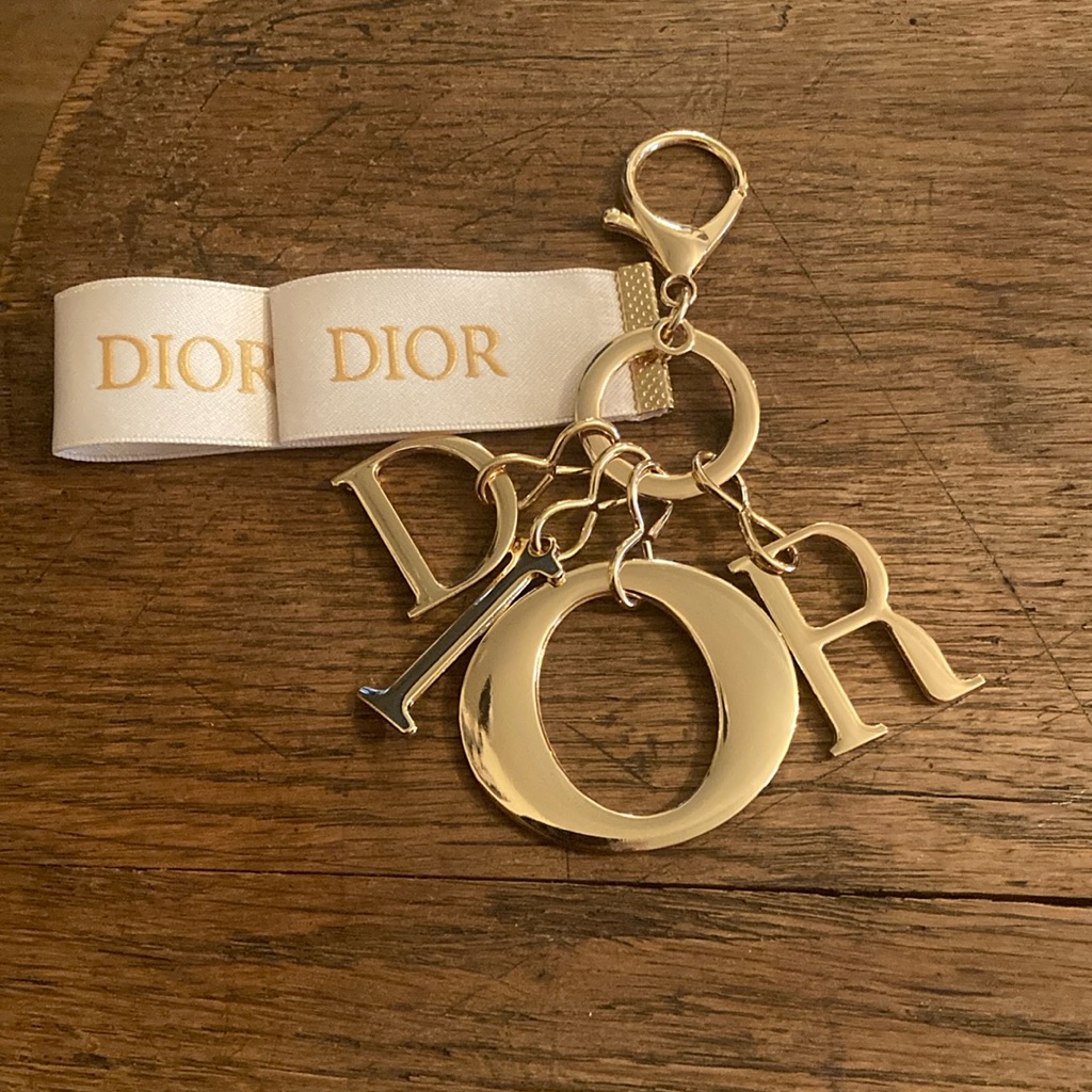 Dior Iconic Letters Key Ring/Keychain/Bag Charm Gold Tone Metal Nib